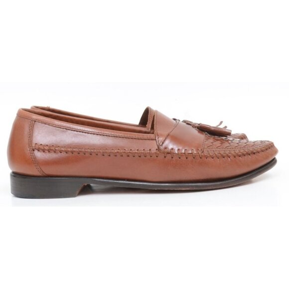 Bass Men\'s Size 10M Leather Woven Tassel Moc Slip On Loafers Preppy Old Money main image 7